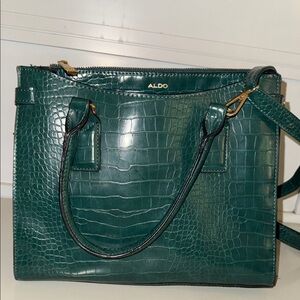 ALDO Dark Green Croc-Embossed Shoulder Bag